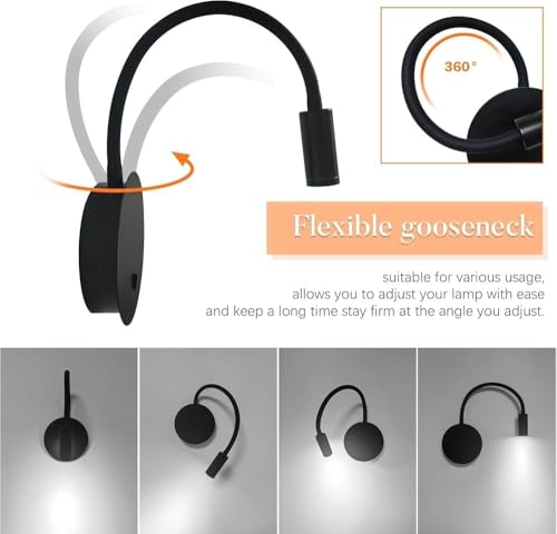 Applique murale de lecture moderne blanche avec lampe de mur orientable