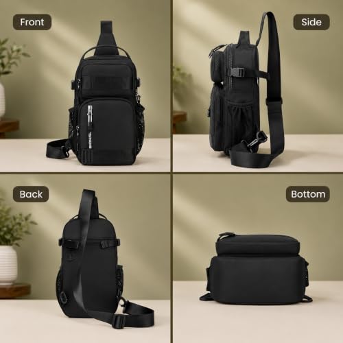 Image of Sling Bag for Men & Women- Crossbody Sling Bag for Travel, Cycling & Hiking | Waterproof Shoulder Bag with Compartment and Zipper Pockets