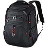 KROSER TSA – Mochila de viaje para laptop de 17.3 pulgadas, XL, repelente al agua, mochila de negocios con bolsillos RFID y puerto USB para hombres y mujeres, color negro