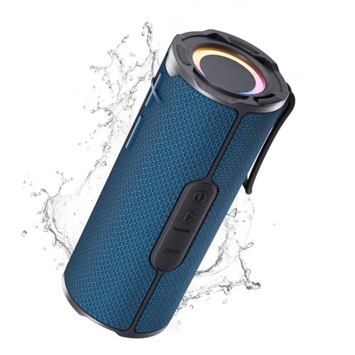 COOPERS Portable Bluetooth Speaker, Wireless Bluetooth Speaker, IPX5 Waterproof Speakers with RGB Lights, Loud Stereo Sound Deep Bass, Long Playtime TWS Pairing for Home/Party/Outdoor Beach