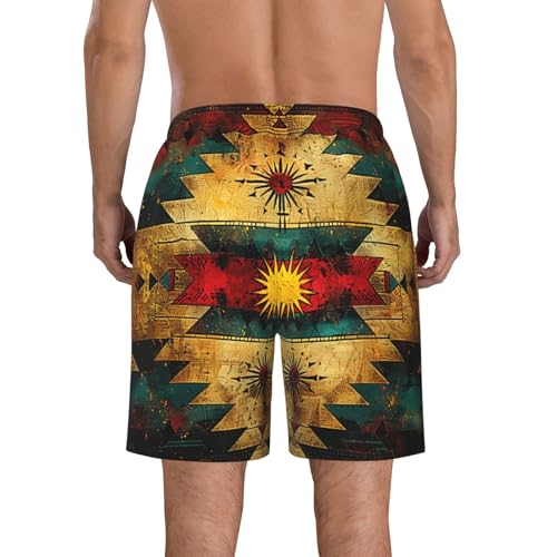 Native American Indian Aztec Tribes Geometric Men's Quick Dry Swim Trunks Surfing Beach Mesh Board Shorts3