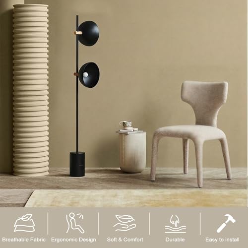 Butaca curva minimalista beige tapizada miniatura 5