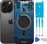 ABUSVEX Original 16 Pro Max Back Glass Cover Battery Door Replacement & Waterproof Tape, Pre-Installed Camera Frame for iPhone 16 Pro Max All Carriers Repair Tool (Black Titanium)