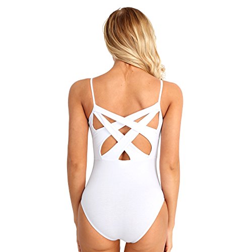 winying Womens Criss Cross Back Built in Shelf Bra Ballet Dance Leotard Gymnastic