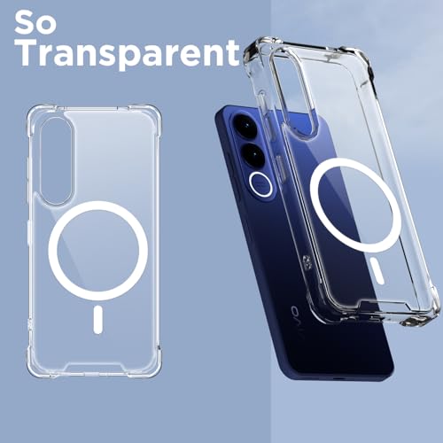 Image of Pikkme Back Cover for Vivo V70 FE 5G Mag-Safe Shockproof PC + TPU Protective Case Magnetic Support Bumper Case (Transparent Mag-Safe)