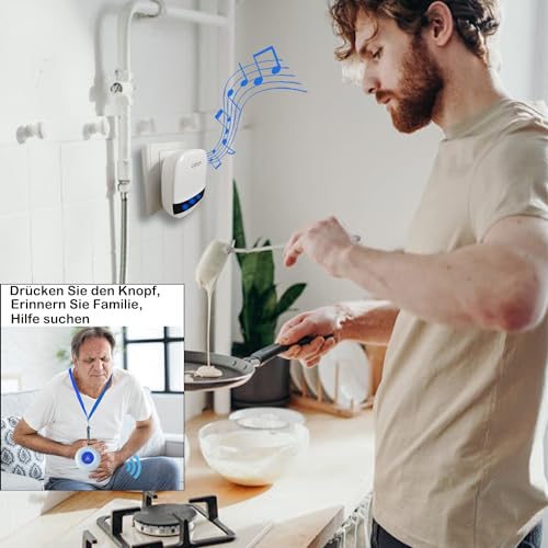 LIOTOIN Notrufknopf für Senioren Notruf Alarm Knopf Kabellose Hausnotruf Senioren SOS Alarmanlage...