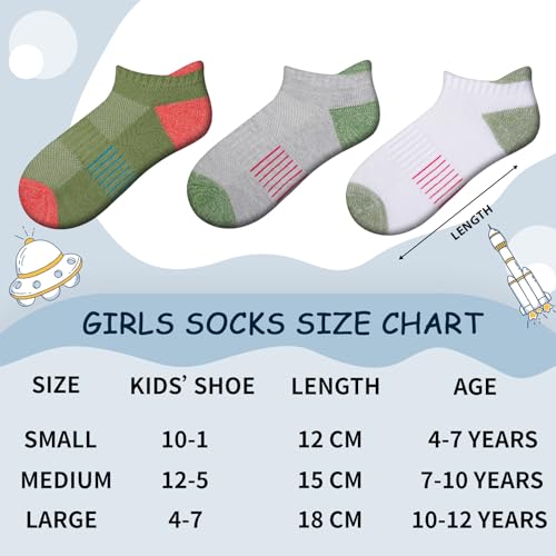 Comfoex Girls Socks Ankle Athletic Socks For Kids 4-6 6-8 8-10 Years Old Short Socks With Cushioned Sole 8 Pairs2