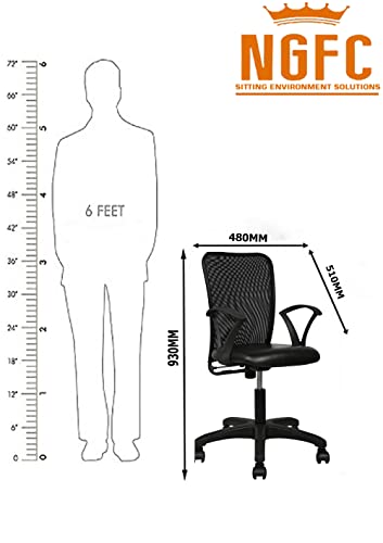 Image of NGFC Comfortable and Durable Mesh Back Chair with Fixed Handle Leatherette Office Executive Chair Mid Back Mesh Fabric Office Chair
