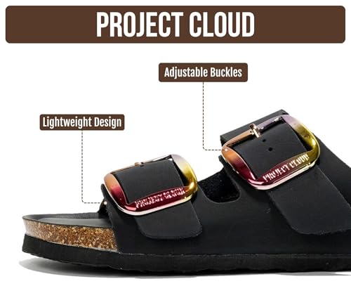 Image of Project Cloud 100% Genuine Leather Footbed Sandals for Women 2026 Comfortable Beach Essentials Womens Sandals Memory Foam Vacation Essentials Slides for Women Footwear (Santorini)