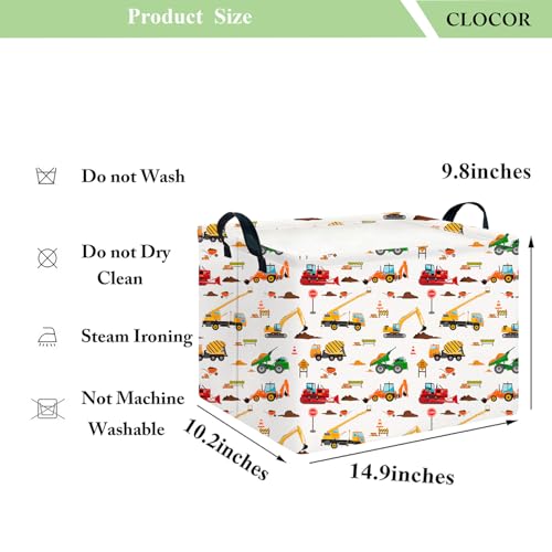 Image of CLOCOR Rectangular Storage Basket Empty,Gift Basket,Waterproof Storage Bin with Handles,Room Decor(Excavator)