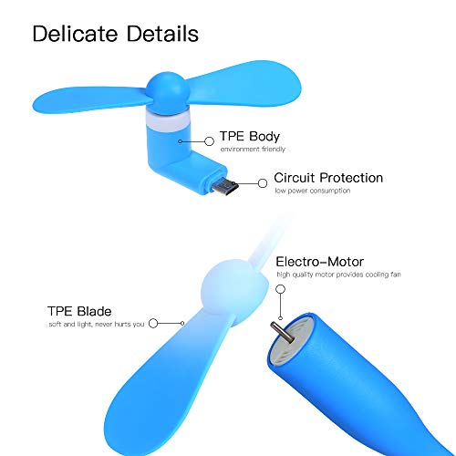 Docooler Mini Ventilador USB + Tipo-C Ventilador de Telefone Portátil Ventilador de Refrigeração Fle