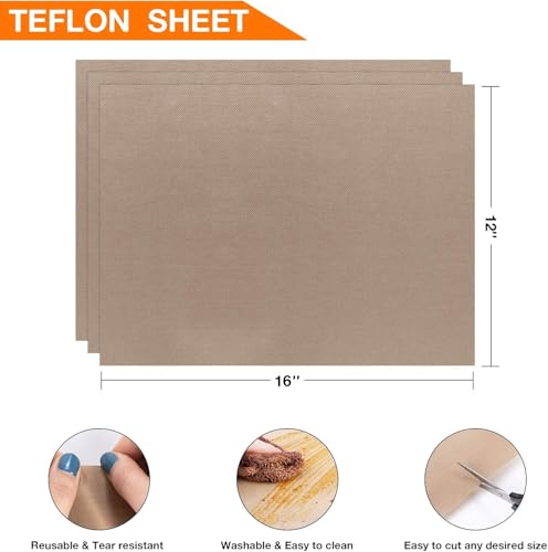 10 Pack PTFE Sheet for Heat Press - 16" x 12" Non Stick PTFE Sheets for Vinyl Heat Press Washable Reusable Heat Resistant Craft Mat by YRYM HT - Image 3
