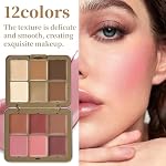 12 Colors Makeup Palette & Brush Set, Professional Eyeshadow, Blush, Highlighter, Contour Kit with 10 Champagne Gold Brushes, Cruelty-Free, Vegan, Travel-Friendly, for Beginners Pros - Image 3
