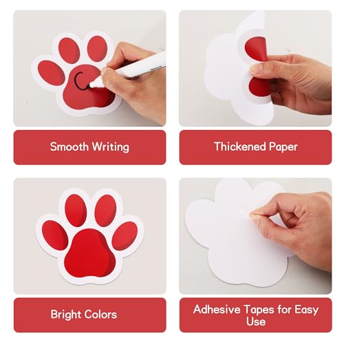 Image of Vuzvuv 60 Pcs 6 Inch Large Colorful Paw Prints Paper Cutouts for for Students Educational School Classroom Bulletin Board Decorations for Dog Cat Paw Theme Party Supplies and Craft Wall Decor