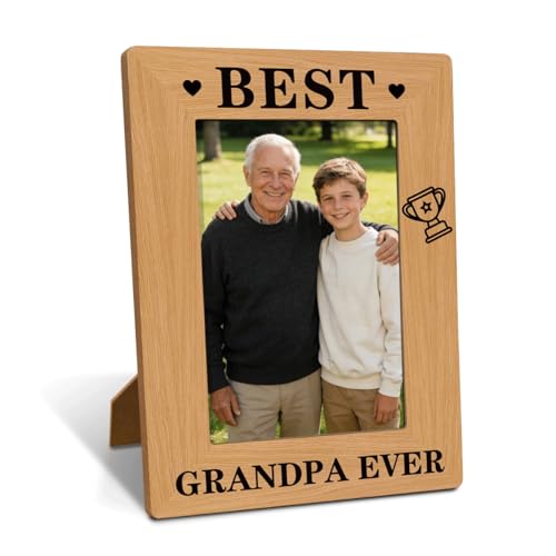 Grandpa Gift from Grandson Granddaughter Grandpa Photo Frame Gift for Birthday Christmas Fathers Day Photo Gifts Wooden Picture Frame Best Grandpa Ever Photo Frame To Assemble 4*6 Inches Photo