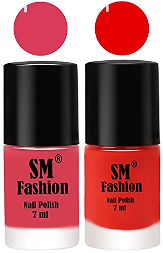 Image of Long Lasting Nail Polish | Nail Paint Combo 7 ml Each) - Set of 2 Rose-Fire Orange