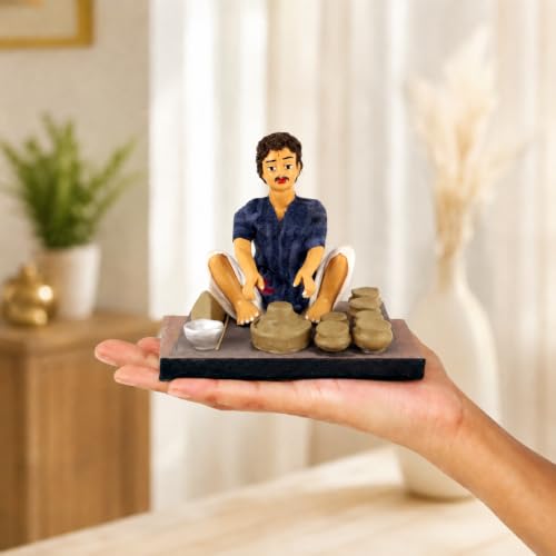 Image of Krishnanagar Handmade Clay Gift & Decor | Basic- Sitting Human Figure Miniature Idol - Potter