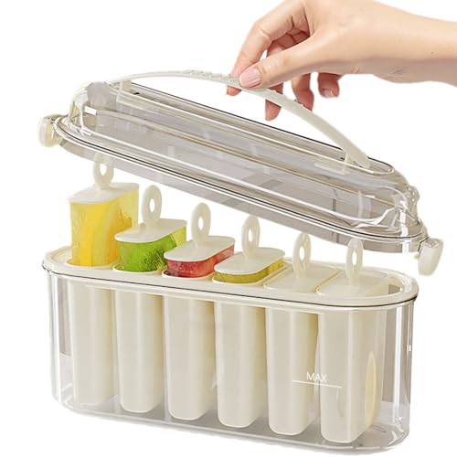 Quorvex Molde Para Polos Caseros,Molde Reutilizable para Hacer Polos de 6 Unidades - Fabricante Manual de Paletas de Hielo Antiadherente para Gelatina Fruta Yogur Pudin