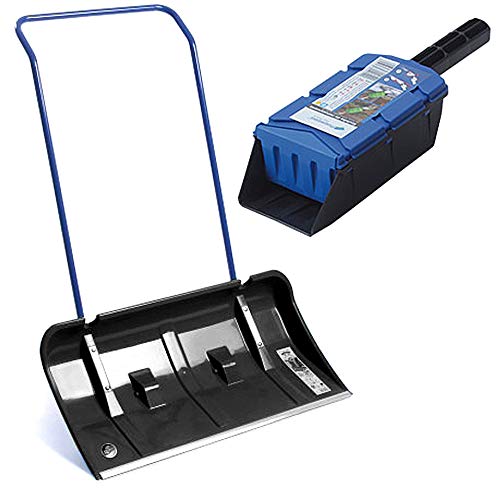 Großraum Schneeschieber 80 cm Breit mit Rädern + Salzstreuer Profiqualität Schneewanne Schneeschaufel Schneeräumer + 2 Ersatzräder