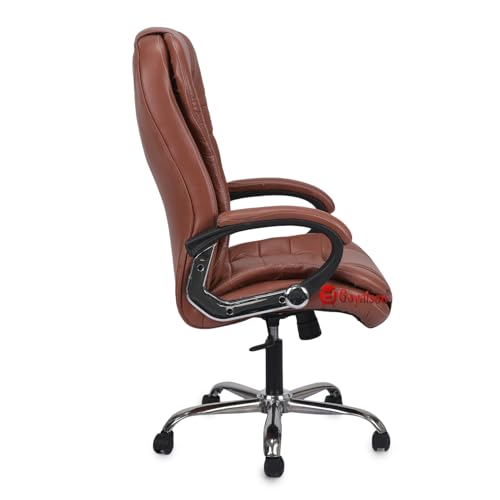 Image of GOYALSON Doctor Ortho Lumbar Support Spine Care High Back Office Executive Boss Black Revolving Chair | Made in India (Bolish Handle Tan)