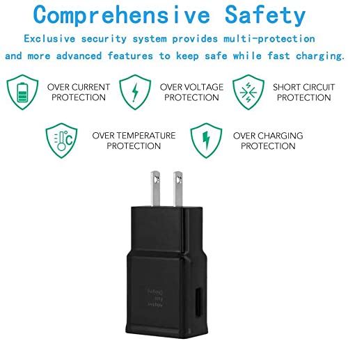 Samsung Adaptive Fast Charging Wall Charger Adapter Compatible With Samsung Galaxy S6 S7 S8 S9 S10 / Edge/Plus/Active, Note 5,Note 8, Note 9 And More (2 Pack) Chichifit Quick Charge (Black) #TOP3