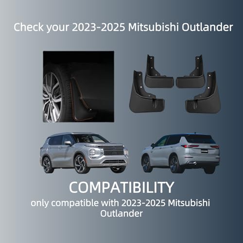 Image of No Drill Mud Flaps Splash Guards Compatible with 2023-2026 Mitsubishi Outlander,OEM Style Textured Black Custom Fit All Weather Exterior Accessories(4PCS)