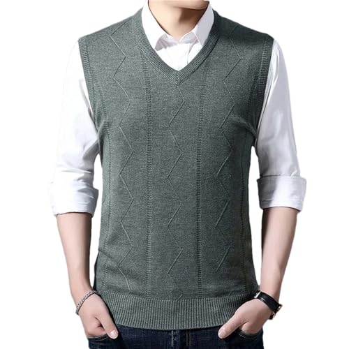 Men's V Neck Sleeveless Sweater Vest Classic Soft Argyle Business Casual Knit Pullover Top