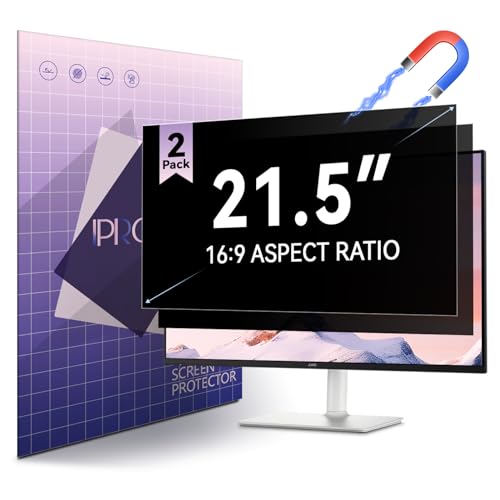 2-Pack 21.5-inch Magnetic Privacy Screen for 16:9 Computer Monitor Snap-On Removable 21in Matte Anti Glare Blue Light Spy Filter Screen Cover Private Shield for Desktop PC [Support Curved Monitor]