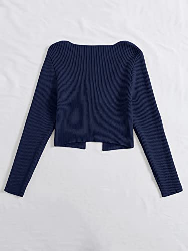 Image of Floerns Women's Tie Front Long Sleeve Rib Knit Shrug Sweaters Cardigan Crop Top