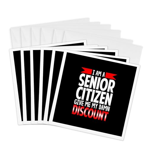 Lot de 6 cartes de vœux 3dRose Gc_306646_1 citation humour Senior Citizen 15cm