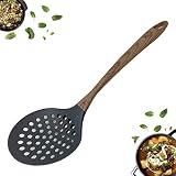 TongYuan Skimmer Slotted Spoon with Woodlike Soft Touch Handle-Skimmer Spatula - Cooking Strainer Fo