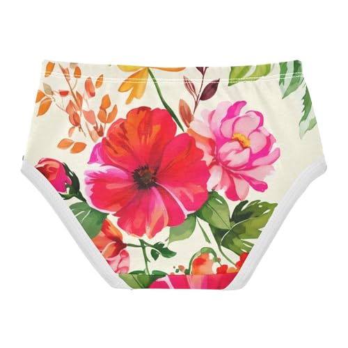 Toddler Underwear Custom 2t Cotton Cute Panties Girl Aesthetic Briefs Underpants Floral Pink Red Flowers2
