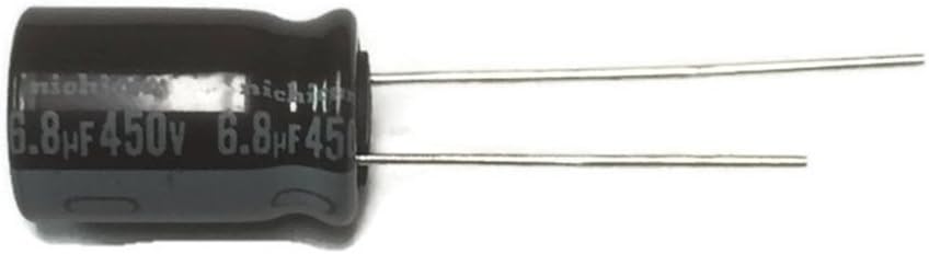 Nichicon Set of 5, 105°C Electrolytic Capacitor 6.8uF 450V (6.8 mfd 450V) 20% Radial, 3/8 x 9/16 (10x15mm)