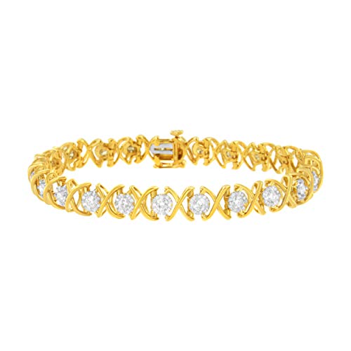 Haus of Brilliance 10K Yellow Gold Plated Sterling Silver 2 cttw Diamond XOXO Bracelet (J-K Clarity, I1-I2 Color) - Size 7.25"