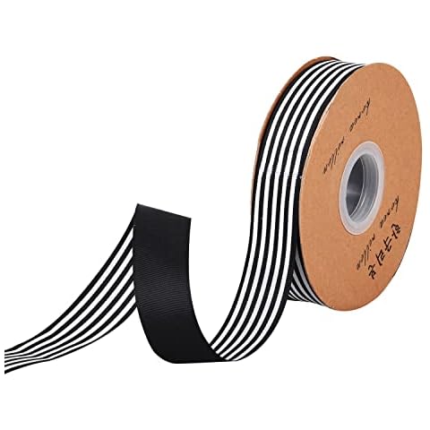 Lezevn 50 Yards Black and White Grosgrain Ribbon Cover
