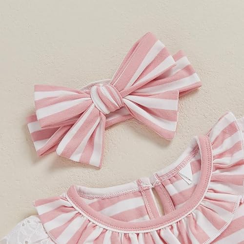 My First Christmas Baby Girl Outfit Newborn Baby Santa Flared Romper Stripe One Piece Jumpsuit Infant Girl Clothes3