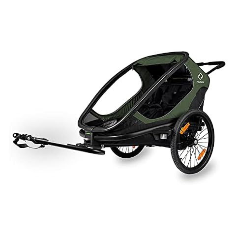 Hamax Outback Twin Child Bike Trailer: Green/Black Cover
