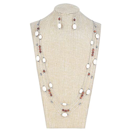 Coiris Simulated Turquoise Beads Strand Statement Necklace For Women With Earrings (N0042-Beige) #TOP2