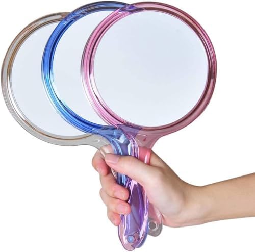 COSLUXE Double-Sided Handheld Mirror, 1X/3X Magnifying Mirror, Makeup Mirror with Handle Mirrors Rounded Shape (Multicoloured, Large)-image-28