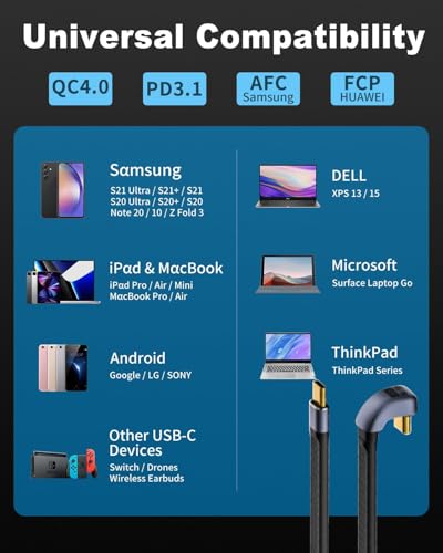 Image of MICROWARE Short USB C Cable 5inch, U Shape 180 Degree USB C Cable (PD 3.1 240W, 40Gbps, 8K@60Hz), Flat Type C Charging Cord Compatible for iPhone 15, External SSD, Docking Station,(U Shape)