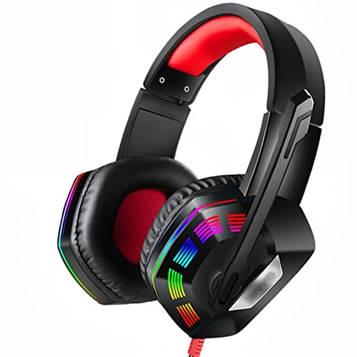 yaunli Gaming-Headset RGB Gaming-Headset. USB 7.1 & 3 5mm Verdrahtete Surround-Sound-Musik-Kopfhörer Mit Mikrofon Gaming-Headset mit Stereo-Surround-Sound (Farbe : Red, Size : One Size) Cover