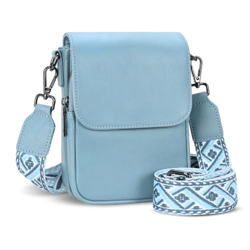 Image of HESHE Small Leather Crossbody Bag for Women RFID Phone Purse with Card Slot