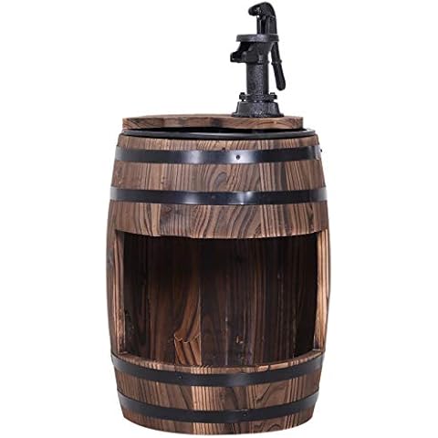 Outsunny Electric Pump Wood Barrel Fountain Cover