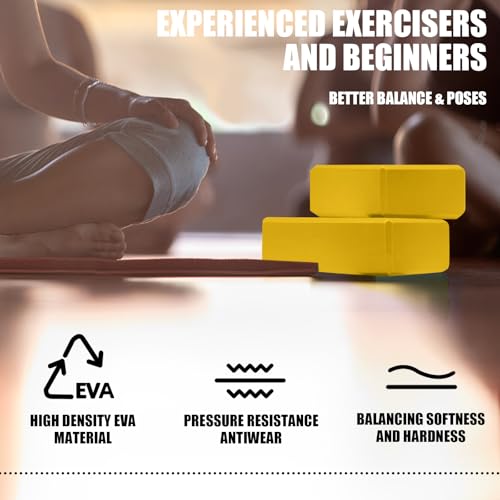 Image of Septo 2 Pcs Yoga Blocks, 9x6x3 Inch Foam Blocks for Pilates | High density EVA foam Yoga Props lightweight non-slip surface for meditation stretching balance training