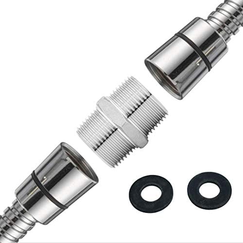 ZOTTI Shower Hose Extension Bracket - 1/2" x 1/2" | Chrome Plated Brass l Standard Hose Extender & Makes Hoses Longer | Rust Proof | Universal Standard Fitting | Easy DIY & Includes Fittings
