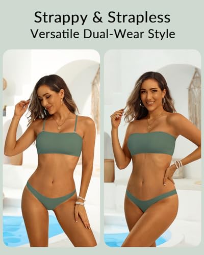Image of Aqua Eve Women Strapless Bikini Top Only Bandeau Swim Top Tube Top Swimsuit