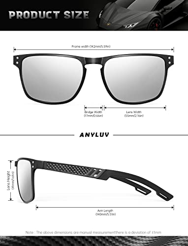 Image of Polarized Sunglasses for Men Rectangular Classic Al-Mg Metal Frame Sun Glasses Mens Sunglasses with UV Protection