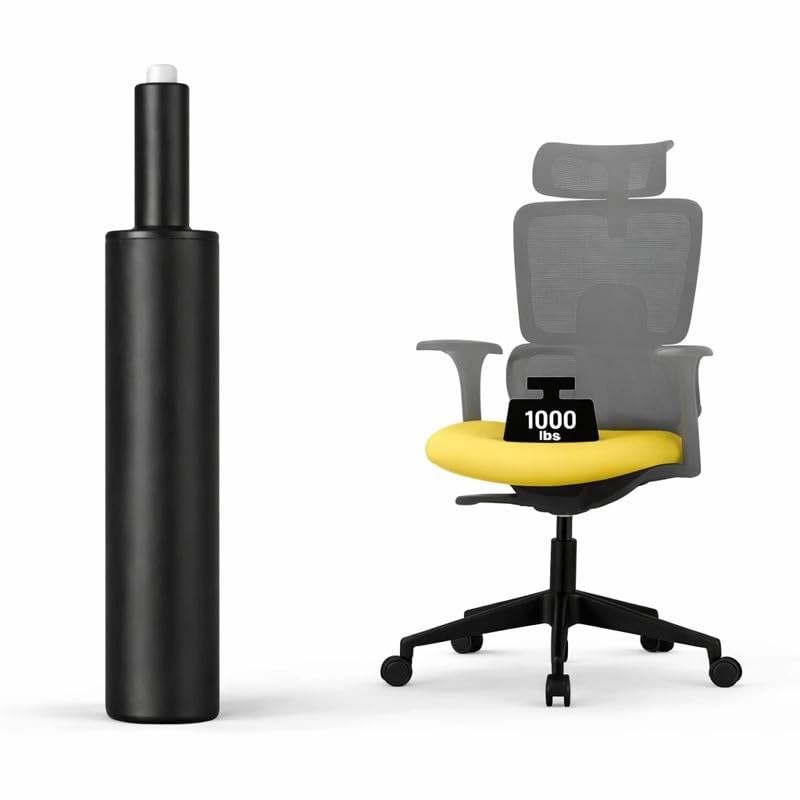 Image of Varaha Heavy Duty Class 4 SS Heavy Duty Gas Lift Hydraulic Cylinder Spring | Universal Size | 5 Years Warranty | Adjustable Height Revolving Chair Lifter | Chair Accessories | Strong Support | Black