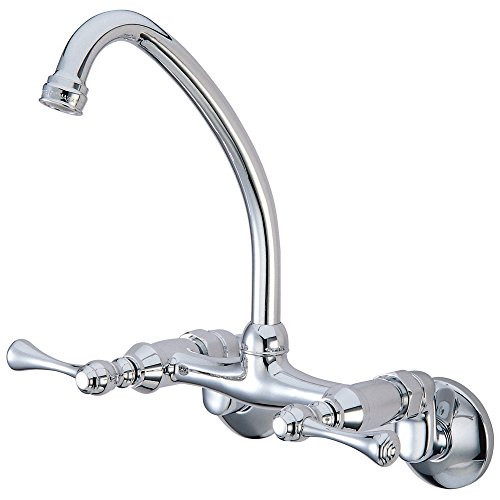 Best Promo Nuvo ES3141L Elements of Design Accents 2-Handle High Arc Spout Wall Mount Kitchen Faucet, 6-5/8, Polished Chrome