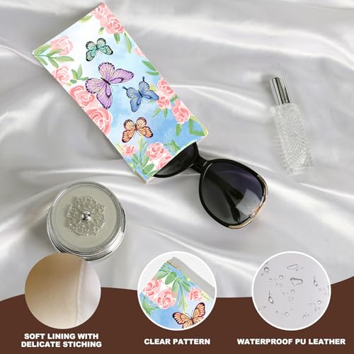 Image of Anikathy 2Pcs Sunglass Eyeglass Glasses Case Soft PU Leather with Cleaning Cloth Portable Glasses Pouch Bag for Men Women